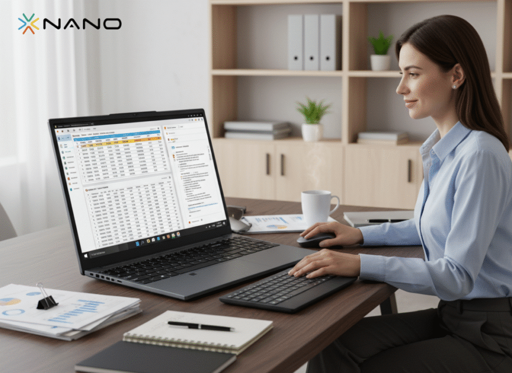 Ofis mühitində çalışan mühasib